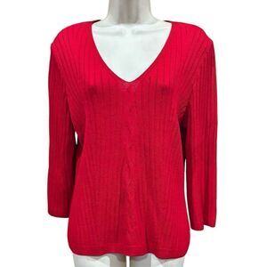 St. John Wool Blend Pull Over Sweater in Real Red NWT Size Medium